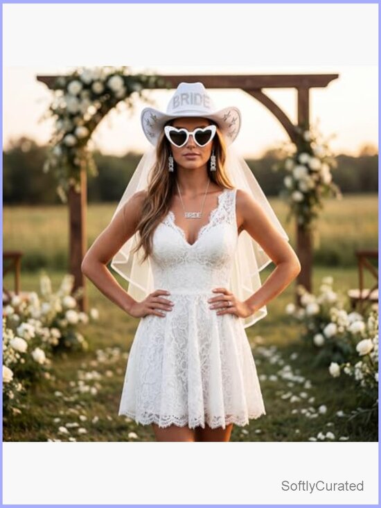 Bride Cowgirl Hat Rhinestone Set with Star Glitter Hat Earrings Necklace